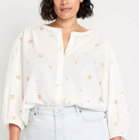 Button-Down Floral White Shirt From OLD NAVY BNWT - Picture 4 of 6